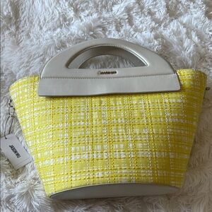 Jason Wu Winnie Large Top Handle Tote in a yellow and white